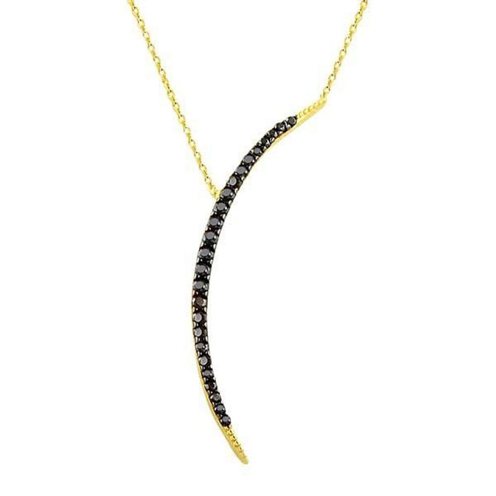 Kolye Hilal Siyah Taşlı 1,89 Gram 14 Ayar Altın