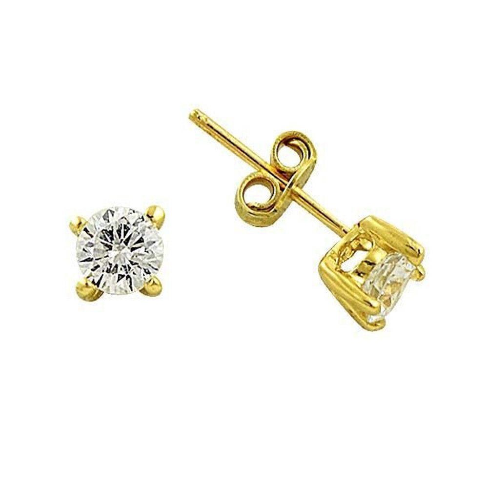 Küpe Tektaş Kare Sarı 1,17 Gram 14 Ayar Altın