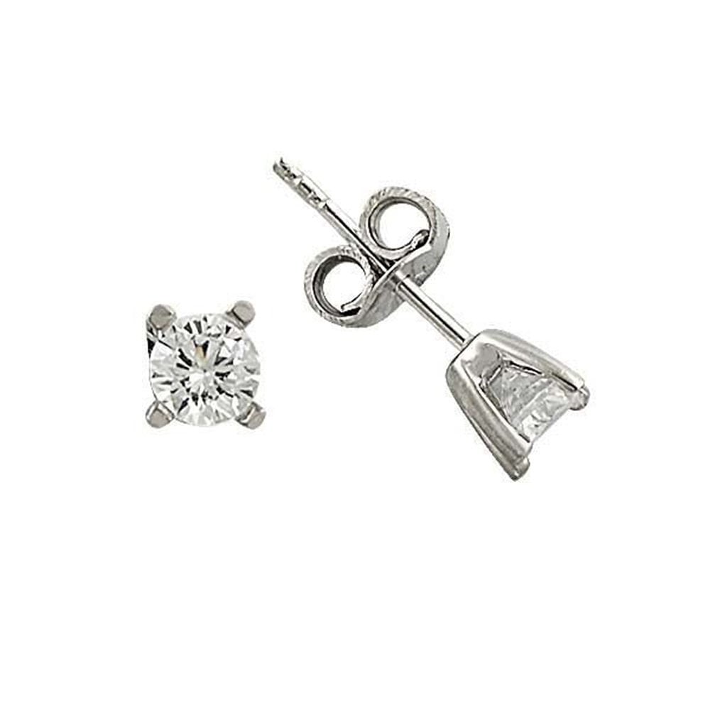 Küpe Tektaş Beyaz 1,22 Gram 14 Ayar Altın