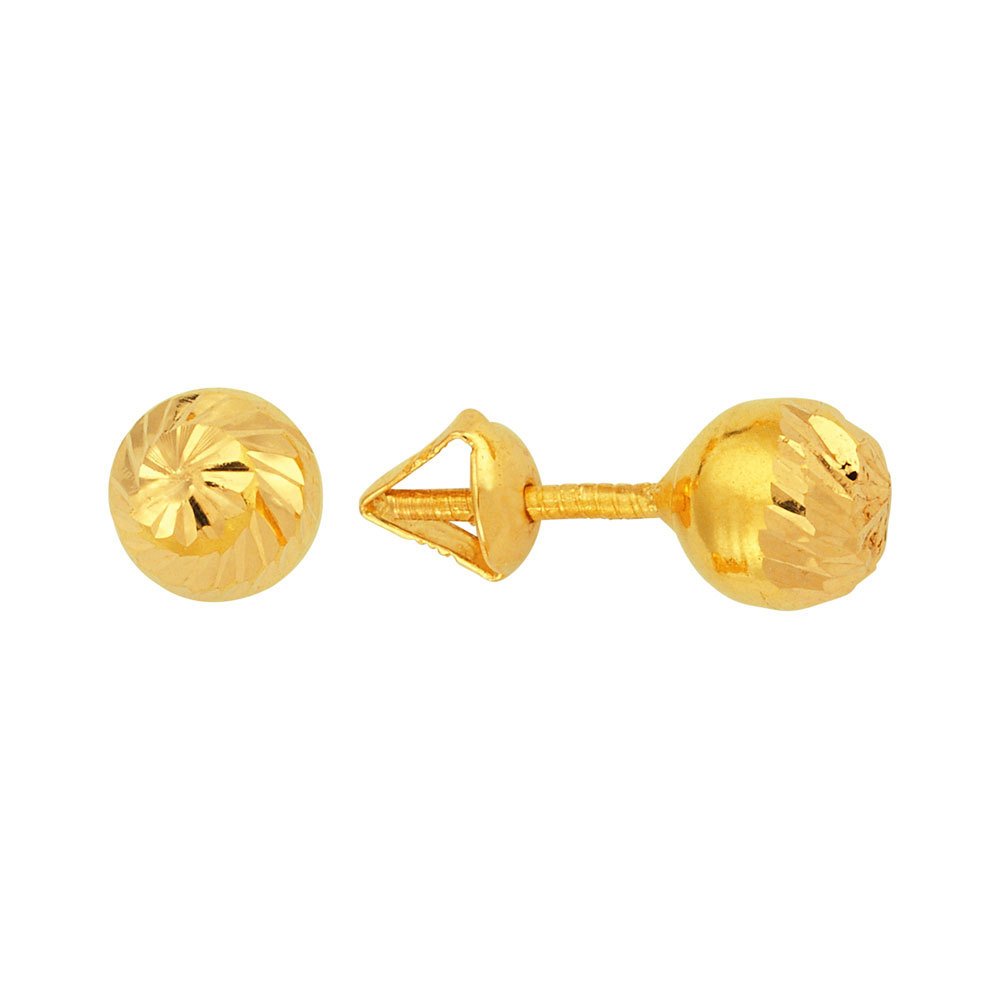 22 Ayar Altın Top Küpe Kalemli 1.50 Gram