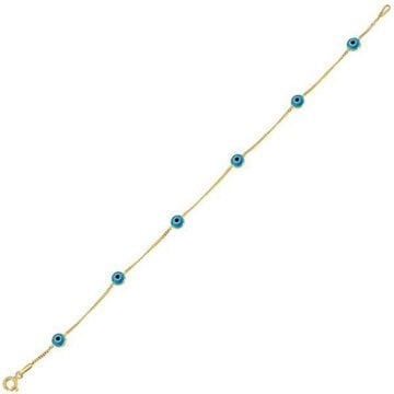 Mavi Boncuklu 14 Ayar Altın Bileklik