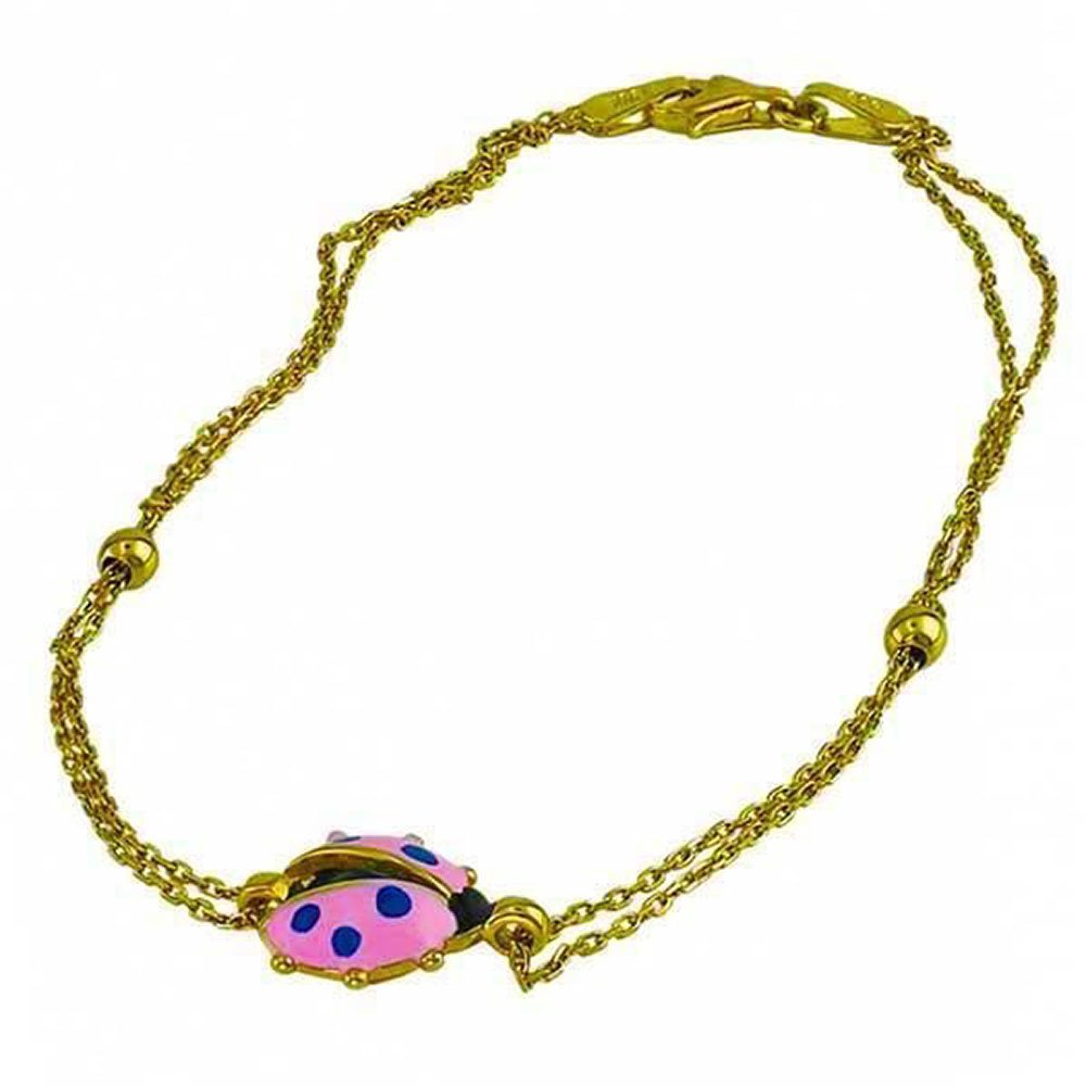 Pembe Uğur Böceği 14 Ayar Altın Bileklik