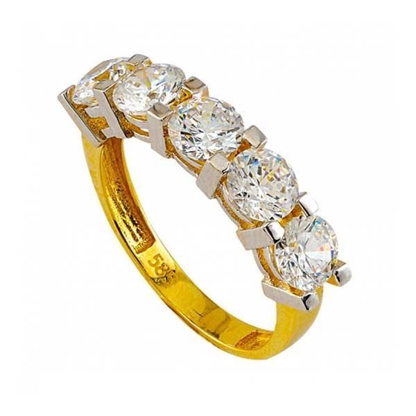 Beştaş Düz Dört Tırnak 14 Ayar Altın Yüzük