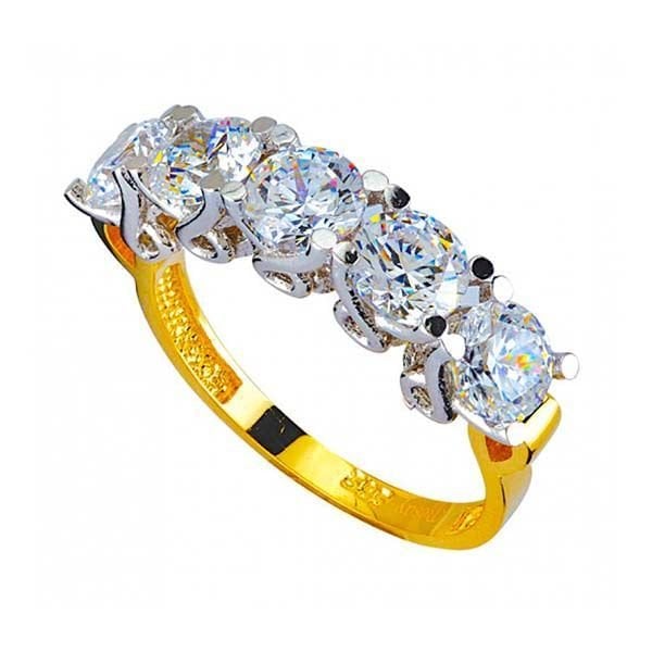 Fiyonk Motifli Beştaş 14 Ayar Altın Yüzük