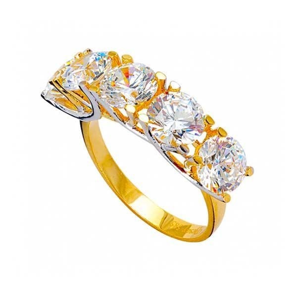 Yay Motifli Beştaş 14 Ayar Altın Yüzük