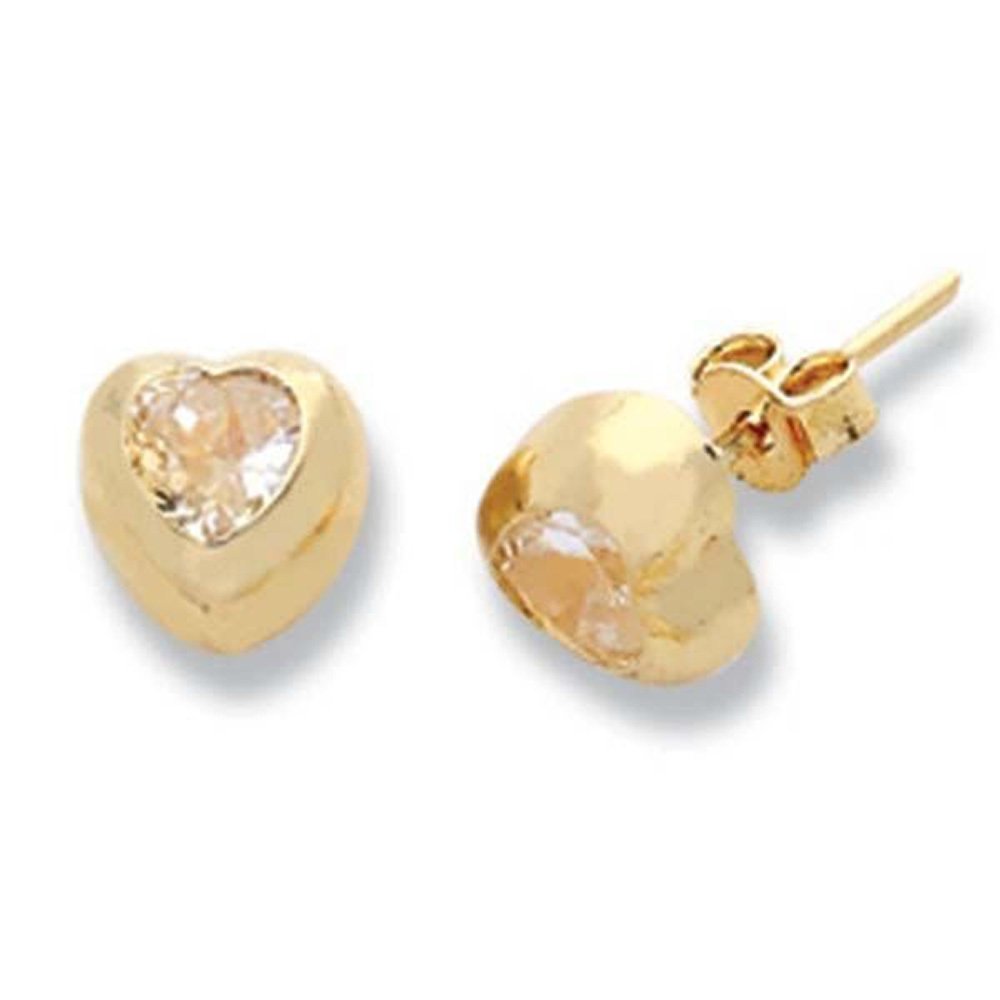 Küpe Tek Taş Kalp 1,05 Gram 14 Ayar Altın