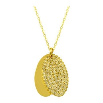 14 Ayar Altın Taşlı Oval Kolye 3.10 Gram
