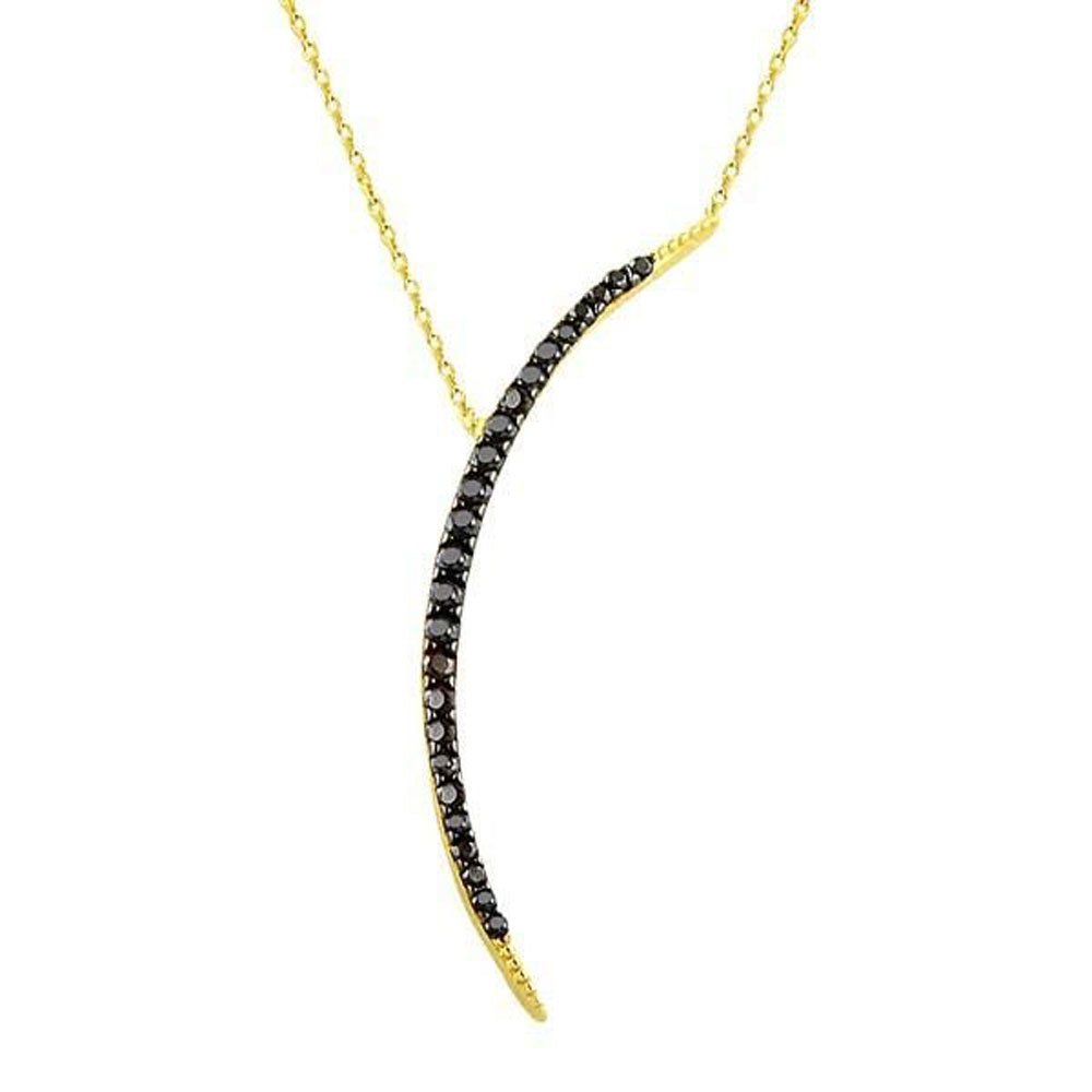 Kolye Hilal Siyah Taşlı 1,89 Gram 14 Ayar Altın