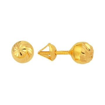 22 Ayar Altın Top Küpe Kalemli 1.50 Gram
