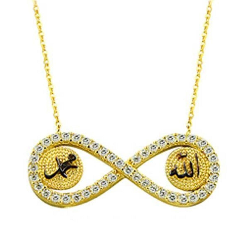 Kolye Allah Muhammed Sonsuzluk 3,26 Gram 14 Ayar Altın