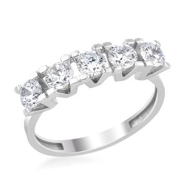 Beştaşlı Alyans 14 Ayar Beyaz Altın Yüzük 4.00 Gram